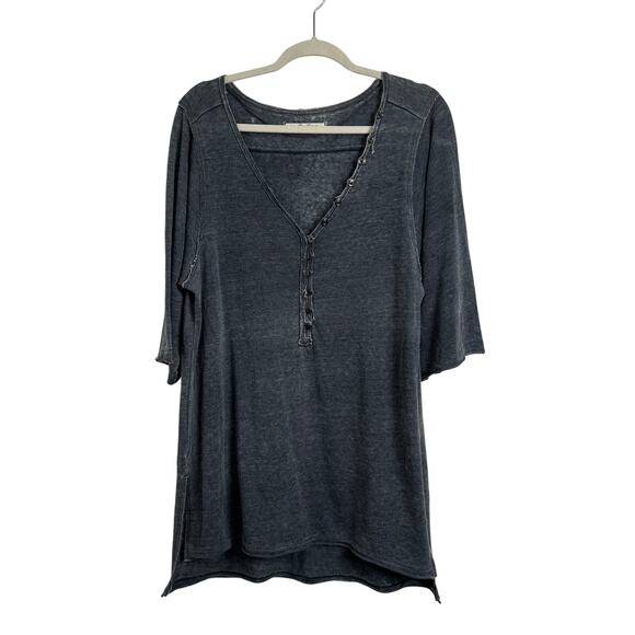 We the Free Morgan Henley Top Blouse Gray Women's Size Small Oversized Boho - Picture 1 of 8